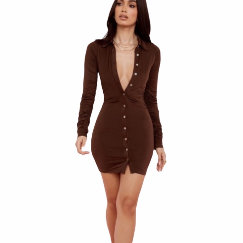 ❌SOLD❌House of CB Chocolate Martinique Jersey Dress - Picture 2 of 9
